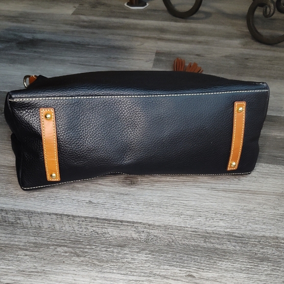 Dooney & Bourke Black and Brown Leather Hobo Bag with Tassels - Picture 4 of 10